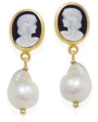 Vintouch Italy - Mini Cameo & Pearl Earrings - Lyst
