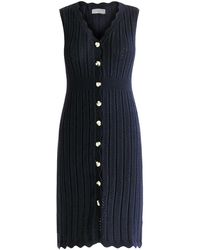 Paisie - Pointelle Knitted Dress In Navy - Lyst