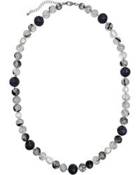Farra - Rutilated Quartz With Lava Stone And Pearls Necklace - Lyst