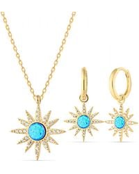 Spero London - Opal Sun Sterling Necklace & Earring Set - Lyst