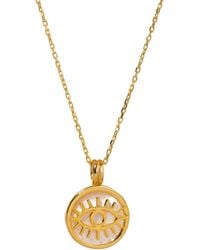 Ebru Jewelry - Pearl & Round Evil Eye Pendant Talisman Necklace - Lyst