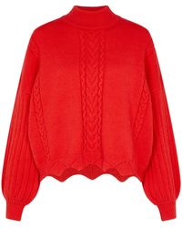 Sour Figs - Batwing Sleeves Scallop Edge Knit Jumper - Lyst