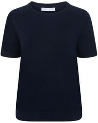Paul James Knitwear - Ultra Fine Cotton Cassie Saddle Shoulder Knitted T-Shirt - Lyst