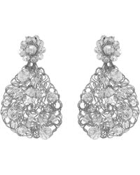 Lavish by Tricia Milaneze - Neutrals Clear & Aurora Handmade Crochet Earrings - Lyst