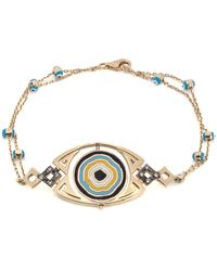 Ebru Jewelry - Gold And Diamond Lucky Evil Eye Bracelet-gold - Lyst