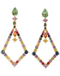 Artisan - Tourmaline & Multi Sapphire Geometric Drop Earrings - Lyst