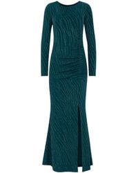 Yumi' - Mesh Fitted Ruched Midi Dress With Long Sleeves - Lyst