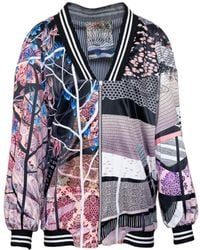 ARTISTA - Gaia V-Neck Printed Zipped Long Bomber Jacket - Lyst