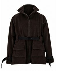 Gunda Hafner Ltd - Cotton Corduroy Funnel Neck Jacket With Belt - Lyst