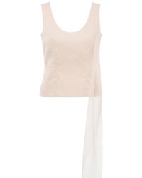 Sazha - Neutrals Deconstructed Cotton Blouse With Silk Organza Drape - Lyst