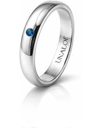 Unaloe - Smooth Sterling Band Ring With Sapphire: A Symbol Of Inner Strength - Lyst
