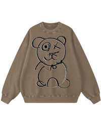 X Ilona Blue - Graffiti Teddy Bear Vintage Washed Cotton Sage Crewneck - Lyst