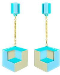 Gissa Bicalho - Neutrals Handmade Acrylic Earring Double Cube - Lyst