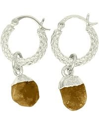 Sophelia - Raw Citrine November Birthstone Huggie Hoops Sterling Gemstone Earrings - Lyst