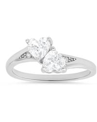 Kylie Harper - Sterling Double Heart Diamond Cz Ring - Lyst