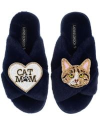 Laines London - Classic Laines Slippers With Cat Mum Mom & Tabby The Ginger Cat Brooches - Lyst