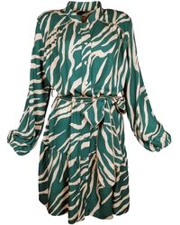 Lalipop Design - Abstract Print Green & Cream Viscose Shirt Dress - Lyst