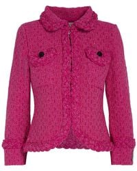 The Extreme Collection - Pink Tweed Cotton Blend Jacket With Pockets And Black Buttons Agnes - Lyst