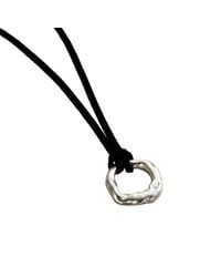 Posh Totty Designs - Sterling Lucky Pebble Hoop Leather Necklace - Lyst