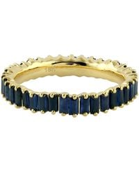 Artisan - Baguette Blue Sapphire Gemstone Band Ring In Solid 18k Yellow Gold - Lyst