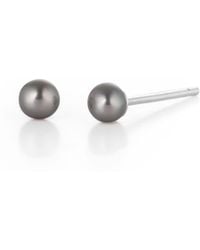 Nellou Jewellery - Tiny Button Stud Pearl Earrings - Lyst