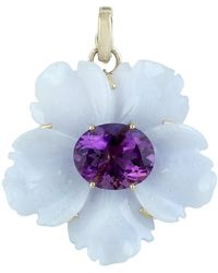 Artisan - 14K Carved Chalcedony & Amethyst Flower Pendant - Lyst
