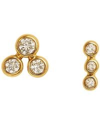 Lily Flo Jewellery - Light Line Asymmetric Triple Diamond Studs - Lyst