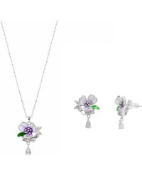 Spero London - Pansy Floral Necklace & Earring Set - Lyst