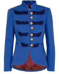 The Extreme Collection - Embroidered Cotton Blend Blazer Renata With Golden Buttons - Lyst