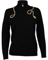 House of Laines London - Laines Couture Quarter Zip Jumper With Embellished Wrap Snake - Lyst