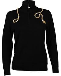 Laines London - Laines Couture Quarter Zip Jumper With Embellished Gold Wrap Snake - Lyst