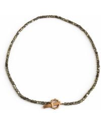 Ecce | Artisan Diamonds - 14K Solid Colorful Pearl Bead Ecce Brand Bar Diamond Necklace - Lyst