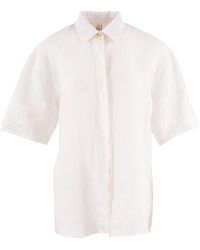 1 People Seville Linen Short Sleeves Shirt In Porcelain White
