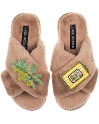 Laines London - Neutrals Classic Laines Slippers With Olives & Oil Brooches - Lyst