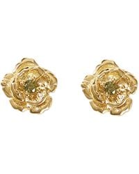 Sophelia - Peridot August Birthstone Poppy Birthflower Plated Stud Earrings - Lyst