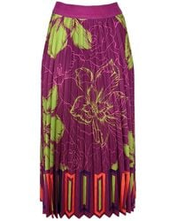 Lalipop Design - Floral & Geometric Color Block Half Circle Pleated Skirt - Lyst