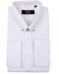 DAVID WEJ - Pin Collar Double Cuff Fine Herringbone Shirt – - Lyst