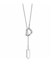 Ormiro - Aether Clear Quartz Crystal & Titanium Steel Lariat Necklace - Lyst