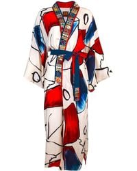 Lalipop Design - Abstract Viscose Kimono Embellished With Embroidery Details - Lyst