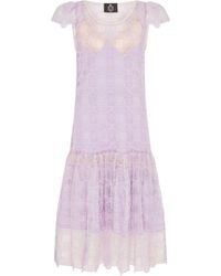 Lisa The Label - Palma Crochet Lilac Short Sleeve Dress With Blossom Lilac Silk Satin Slip - Lyst