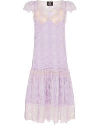 Lisa The Label - Palma Crochet Lilac Short Sleeve Dress With Blossom Lilac Silk Satin Slip - Lyst