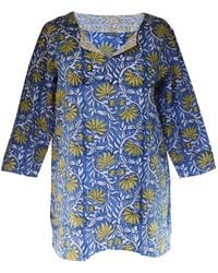 Lime Tree Design - Floral Block Print Tunic Top - Lyst
