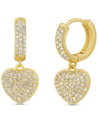 SHYMI - Pave Heart Dangling Earrings - Lyst