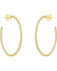 Spero London - Sterling Large Stud Hoop Earring With Interior Gemstones - Lyst
