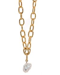 Ebru Jewelry - Majestic Pearl Stone Pendant Link Chain Necklace - Lyst