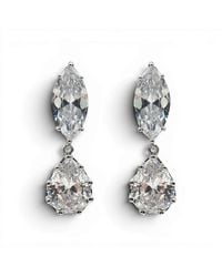 Michael Nash Jewelry - Neutrals Nicole Marquise And Pear Shape Diamond Cubic Zirconium Clip On Earrings - Lyst