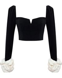 POST MERIDIEM - Velvet Top With Removable Cuffs - Lyst