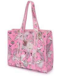 At Last - Cotton Tote Bag In Pink Tropical - Lyst
