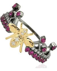 Artisan - Ruby, Diamond And Bee Motif Ring - Lyst