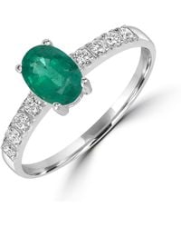 Artisan - 18K Oval Emerald & Diamond Solitaire Engagement Ring - Lyst